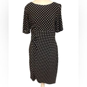 Perceptions Polka Dot Twist Front Dress Black White Retro Stretch‎ Size L